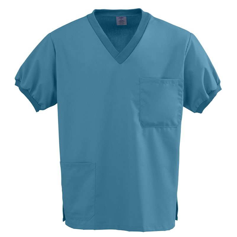 Unisex knit trim v-neck Top