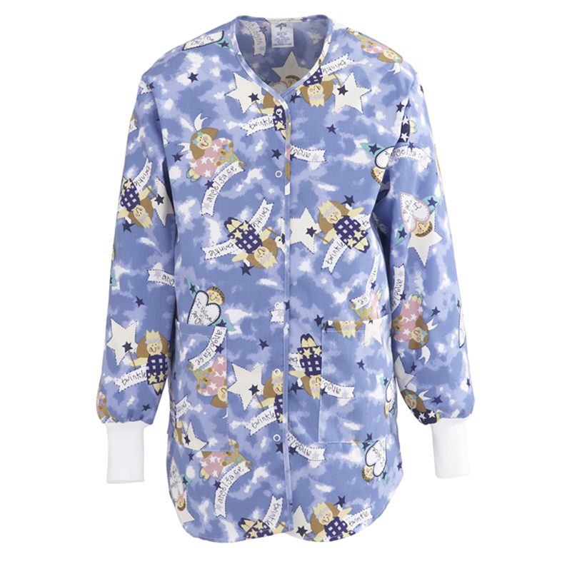 snap-front scrub jacket