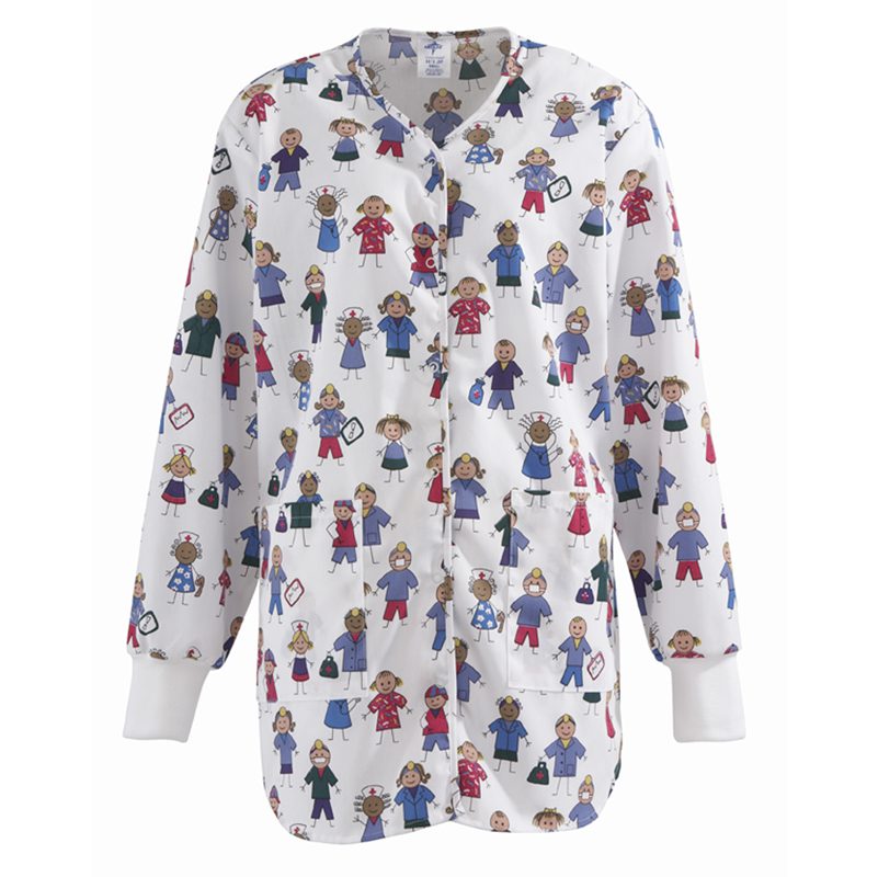 snap-front scrub jacket